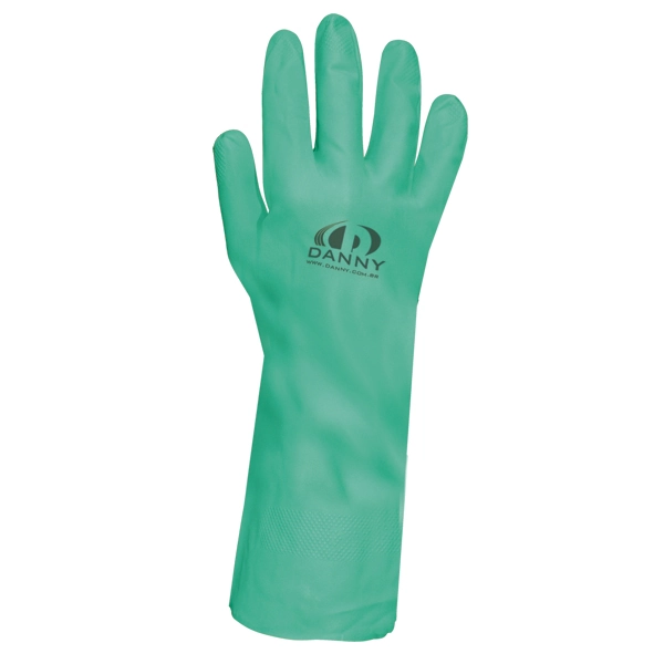 Luva De Látex Emborrachada Nitrílica Verde Cano Longo M