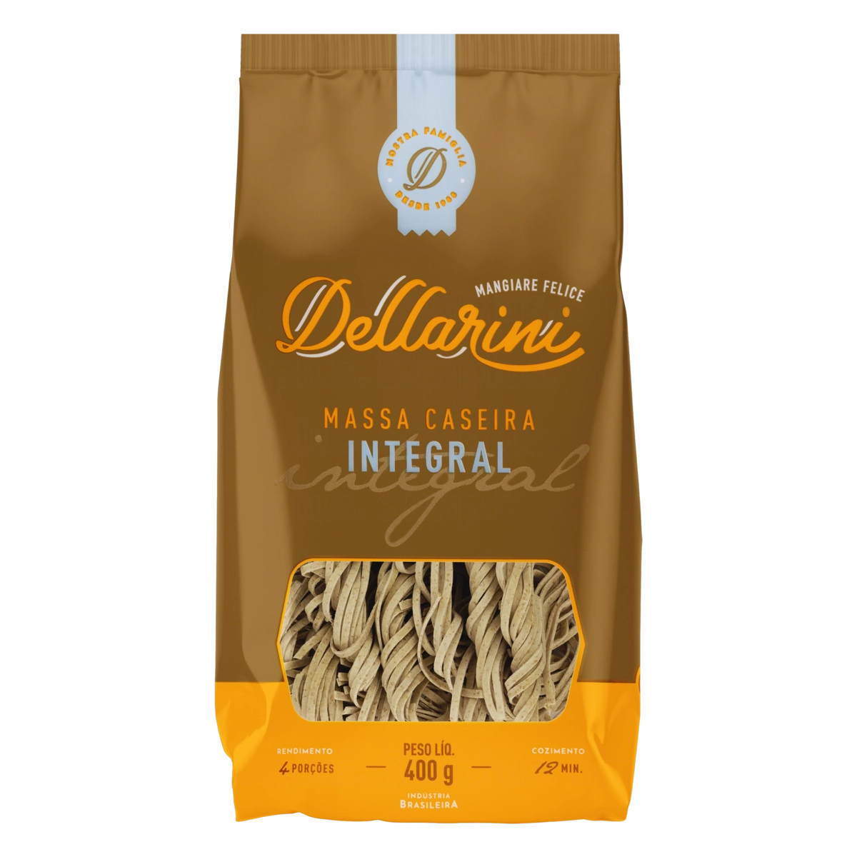 Macarrão De Trigo Caseiro Integral Talharim Dellarini Pacote 400g