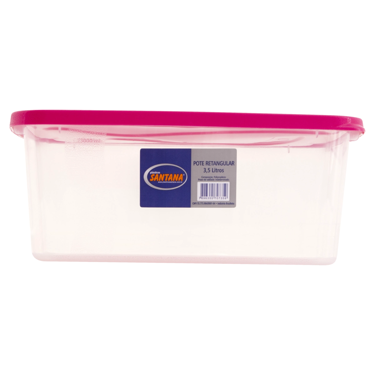 Pote Plástico Rosa Retangular 3,5l Plásticos Santana