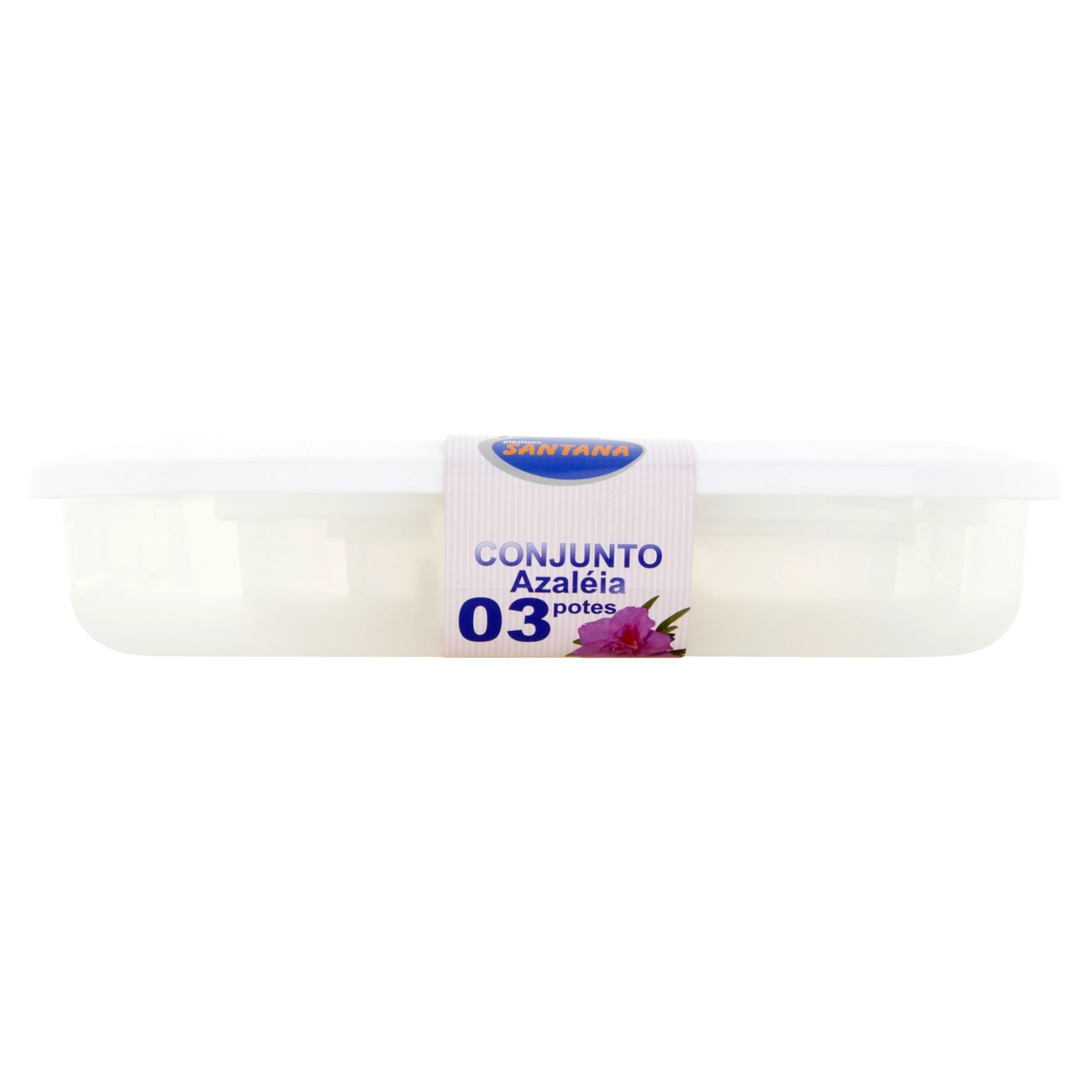 Conjunto Pote Plástico Branco Retangular Azaléia 2.470ml Plásticos Santana 3 Unidades