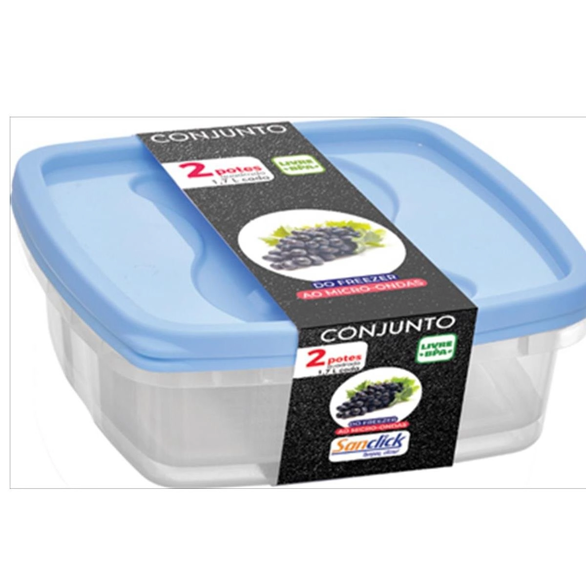 Pote Quadrado Sanclick Plásticos Santana 1,7 Litros