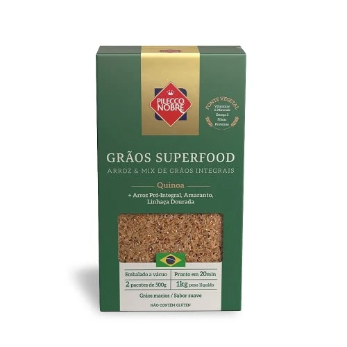 Arroz Integral com Quinoa Pilecco Nobre Grãos Superfood Caixa 1kg 2 Unidades