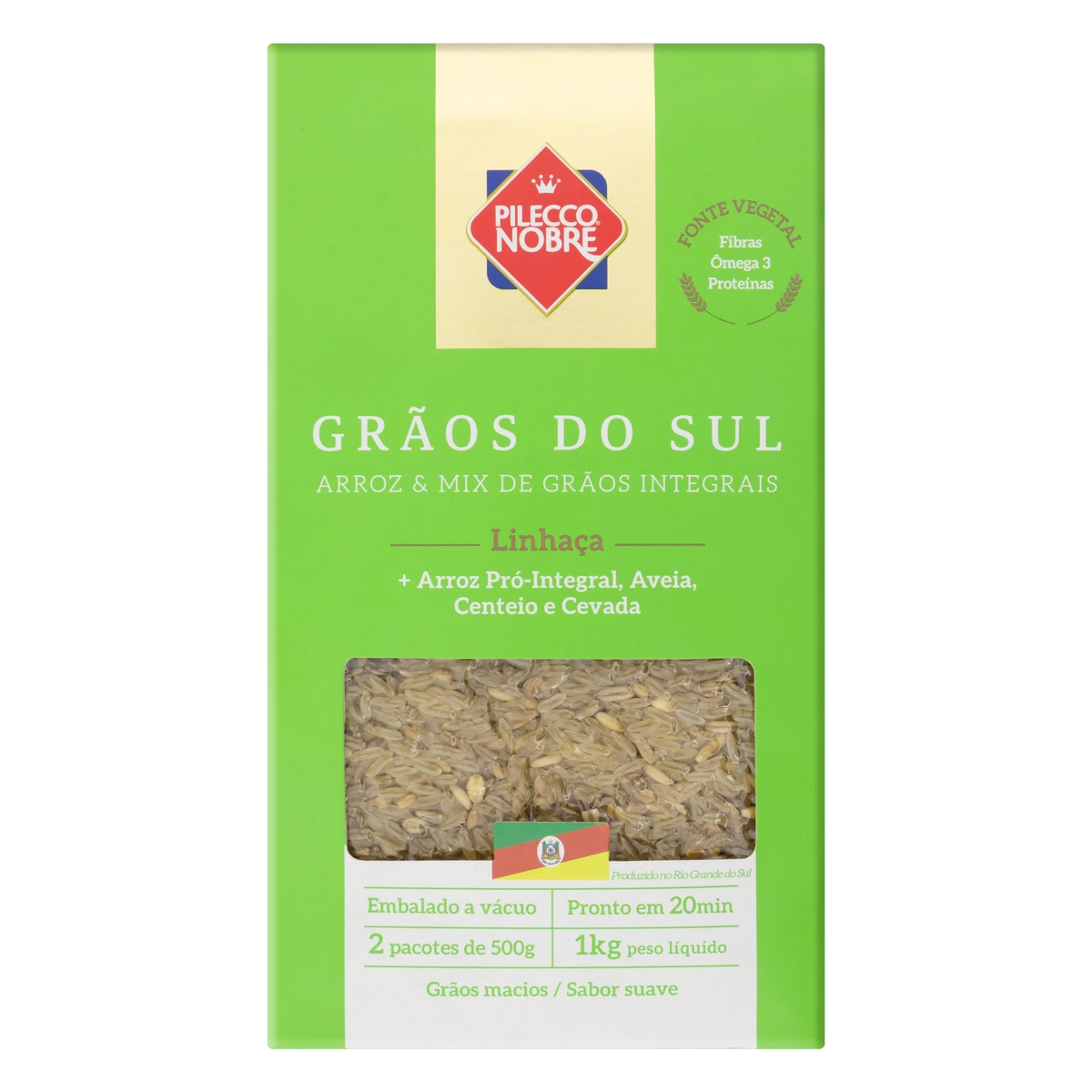 Arroz com Linhaça Integral Pilecco Nobre Grãos do Sul Caixa 1kg 2 Unidades