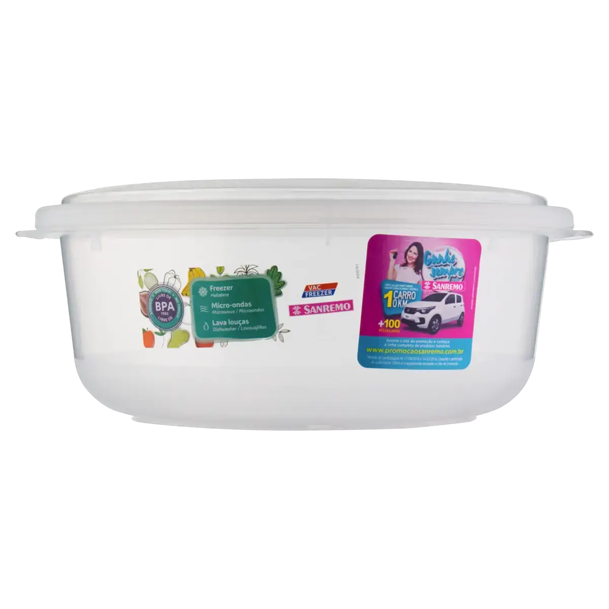 Pote Plástico Branco Redondo 1,33l Sanremo Vac Freezer