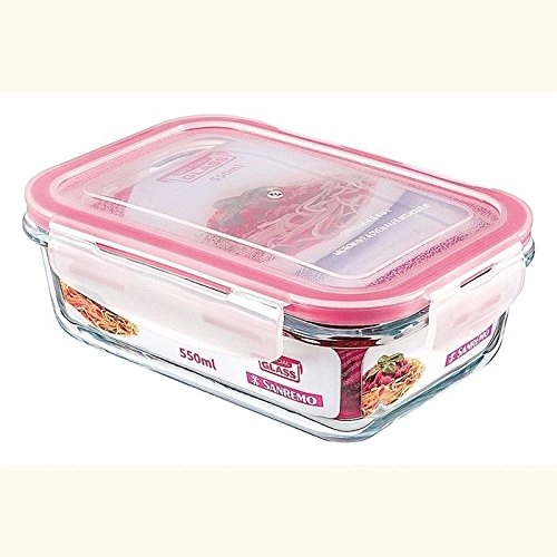 Pote Marmita de Vidro Hermético Retangular com Tampa 550ml Sanremo