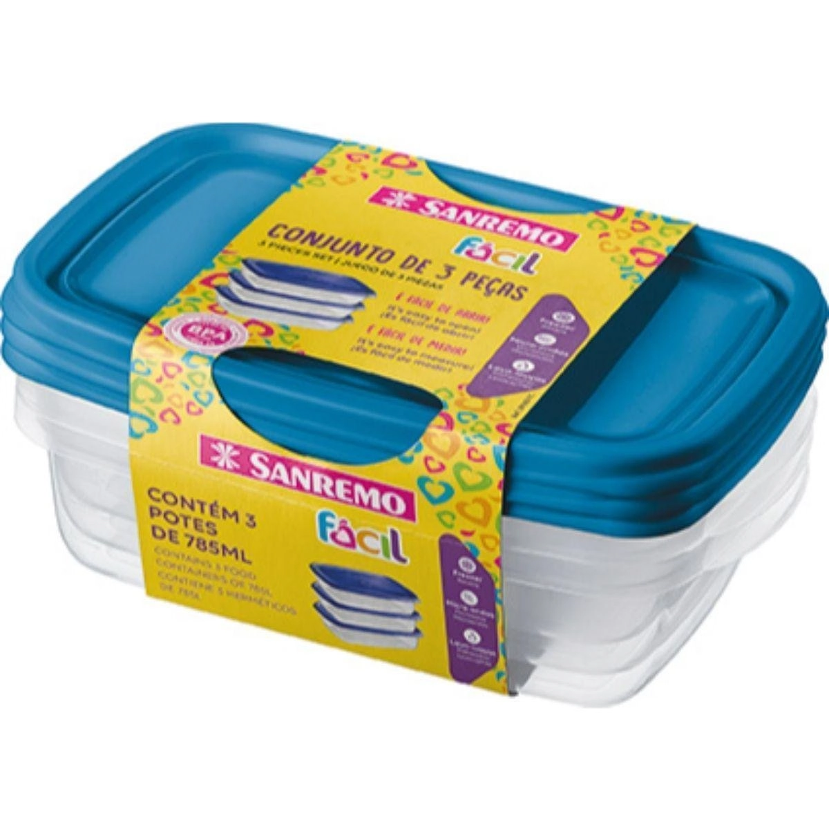 Conjunto com 3 Potes 785ml SANREMO