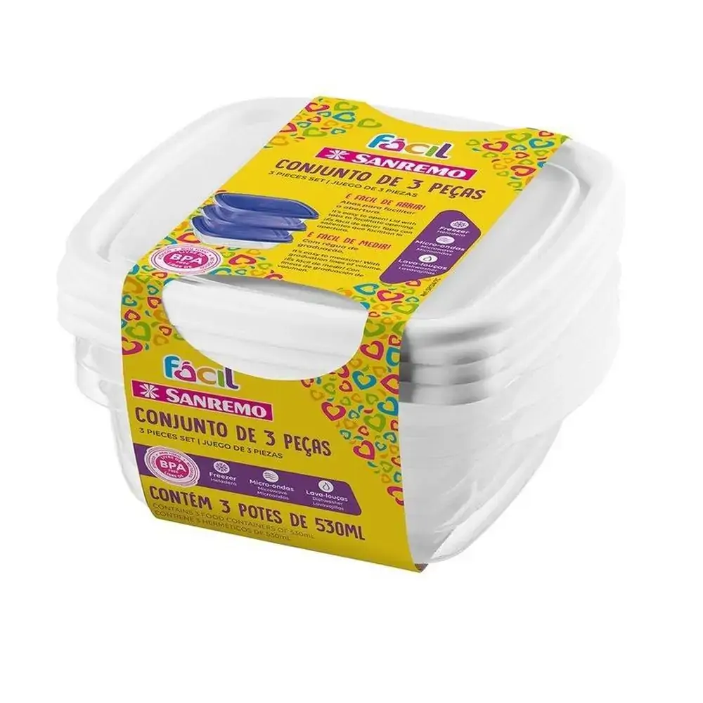 Conj Potes Plastico Sanremo 124/6 3 Pc
