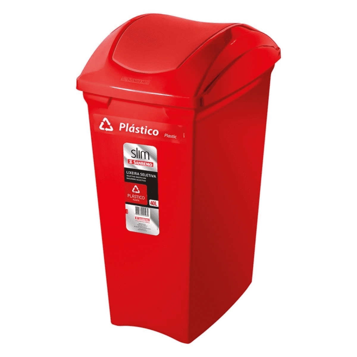 Lixeira Sanremo Seletiva Vermelha Plastico 40l