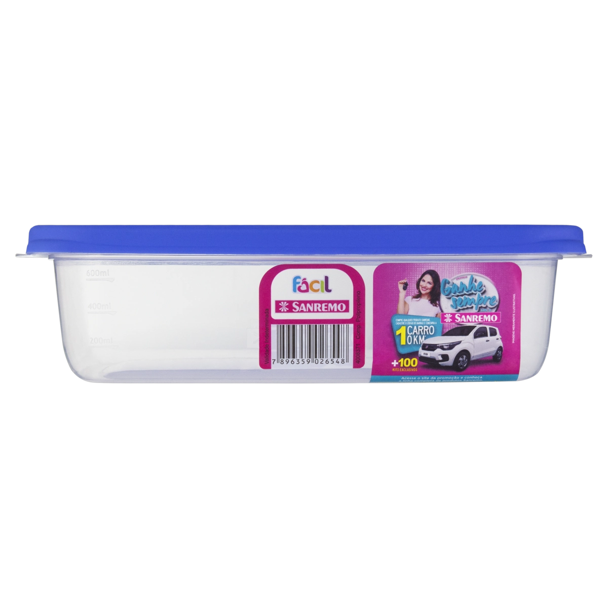 Pote Plástico Azul Retangular 785ml Sanremo Fácil