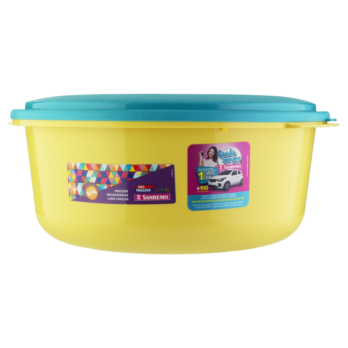 Pote Plástico Amarelo Redondo 4,5l Sanremo Vac Freezer