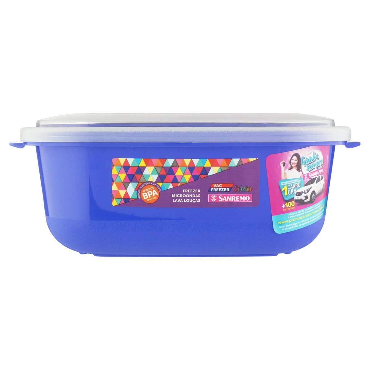 Pote Plástico Azul Quadrado 2,5l Sanremo Vac Freezer