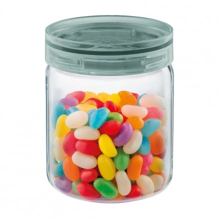 Pote Hermético De Vidro Redondo 650ml Porta Mantimentos Com Tampa Azul