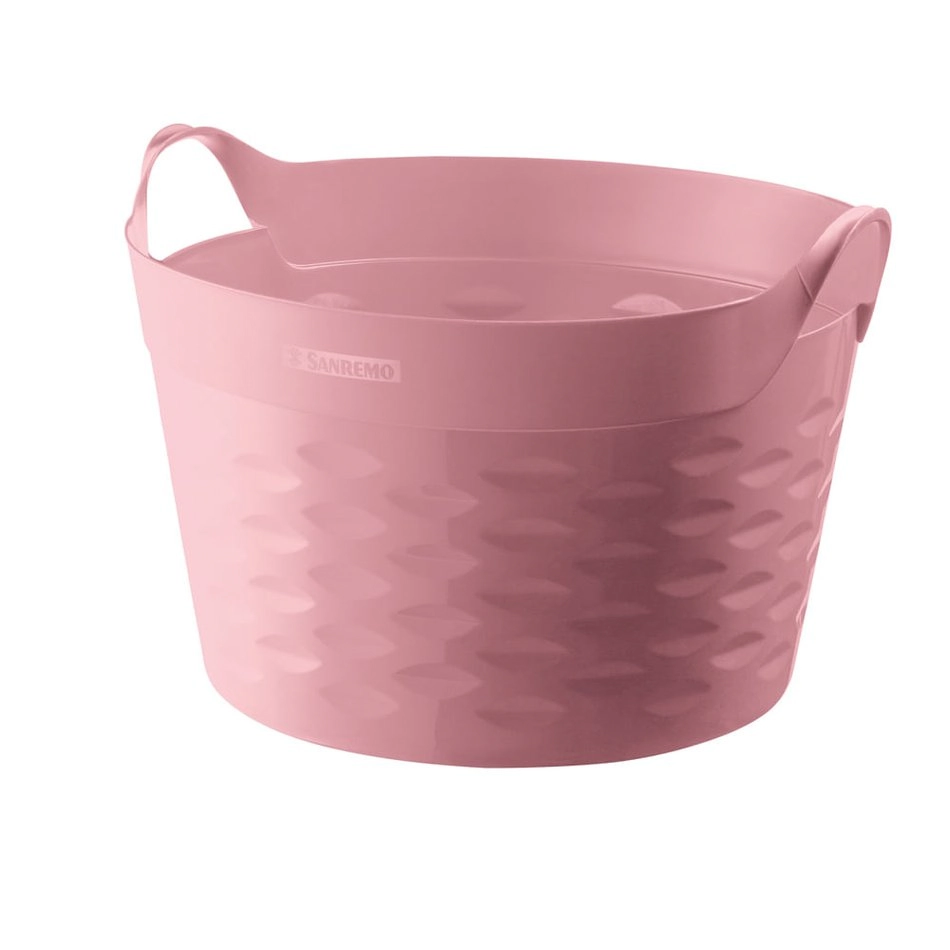 Cesto Organizador Redondo em Plástico 30 Litros - Rosa
