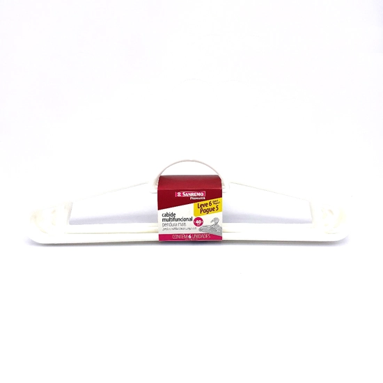 Cabide de Plástico Pendura Mais com 6 Peças Branco