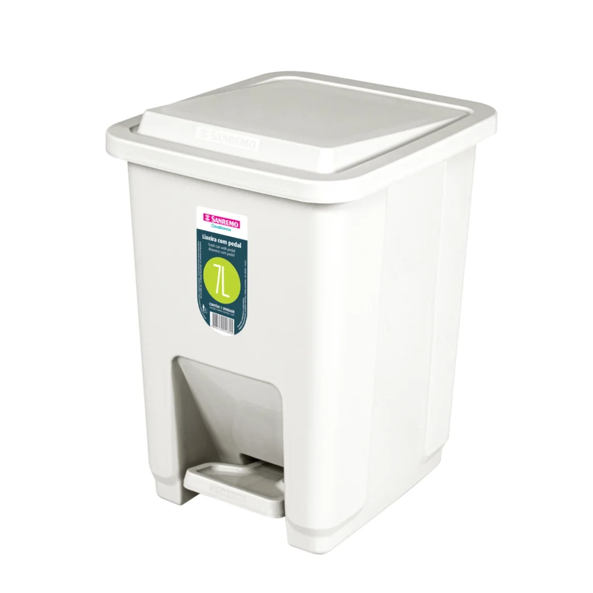 Lixeira Plast Sanremo C/ Pedal 7l Bege