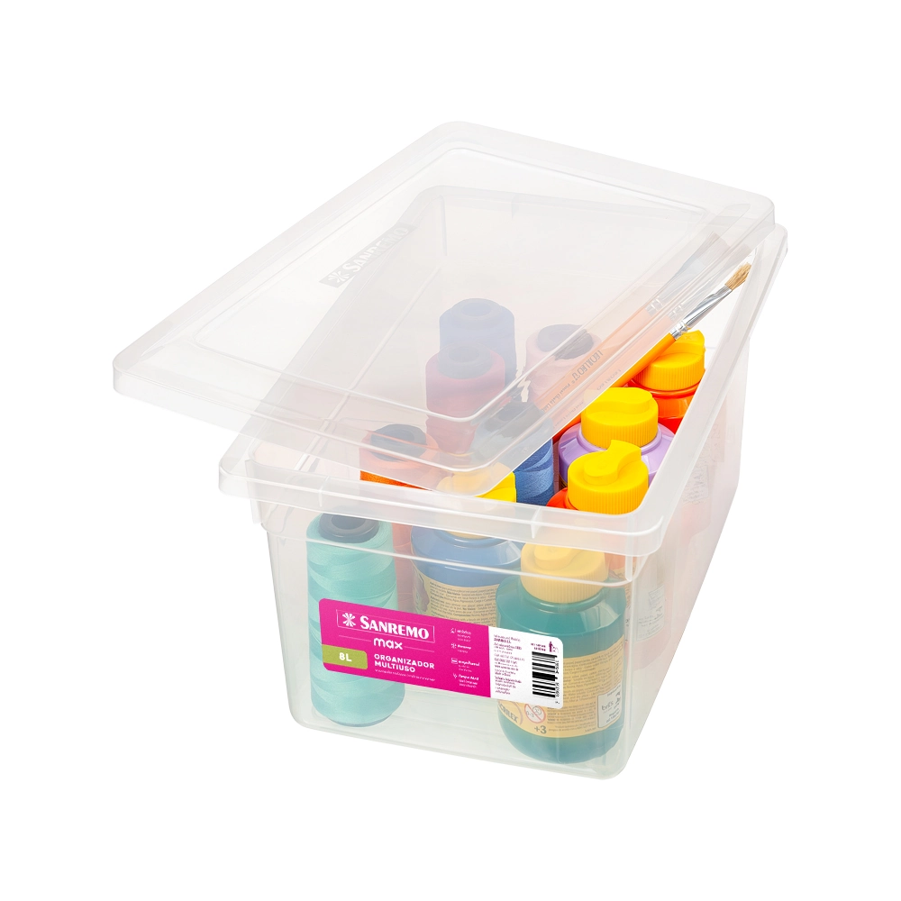 Caixa Organizadora Multiuso Max Transparente 8l Sr2508 Sanremo