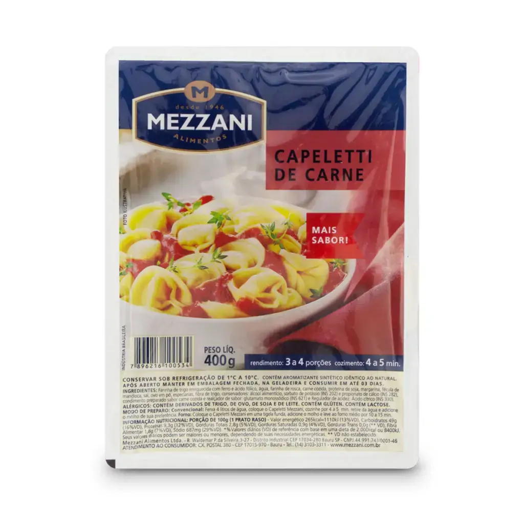 Capeletti Carne Mezzani Bandeja 400g