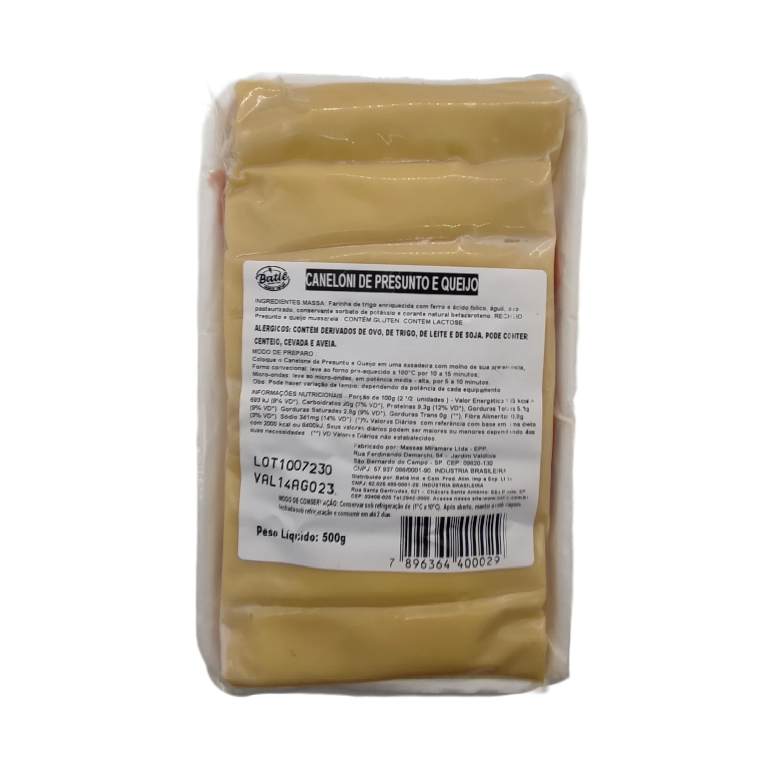 Massa Canelone Batie Presunto E Queijo 500g