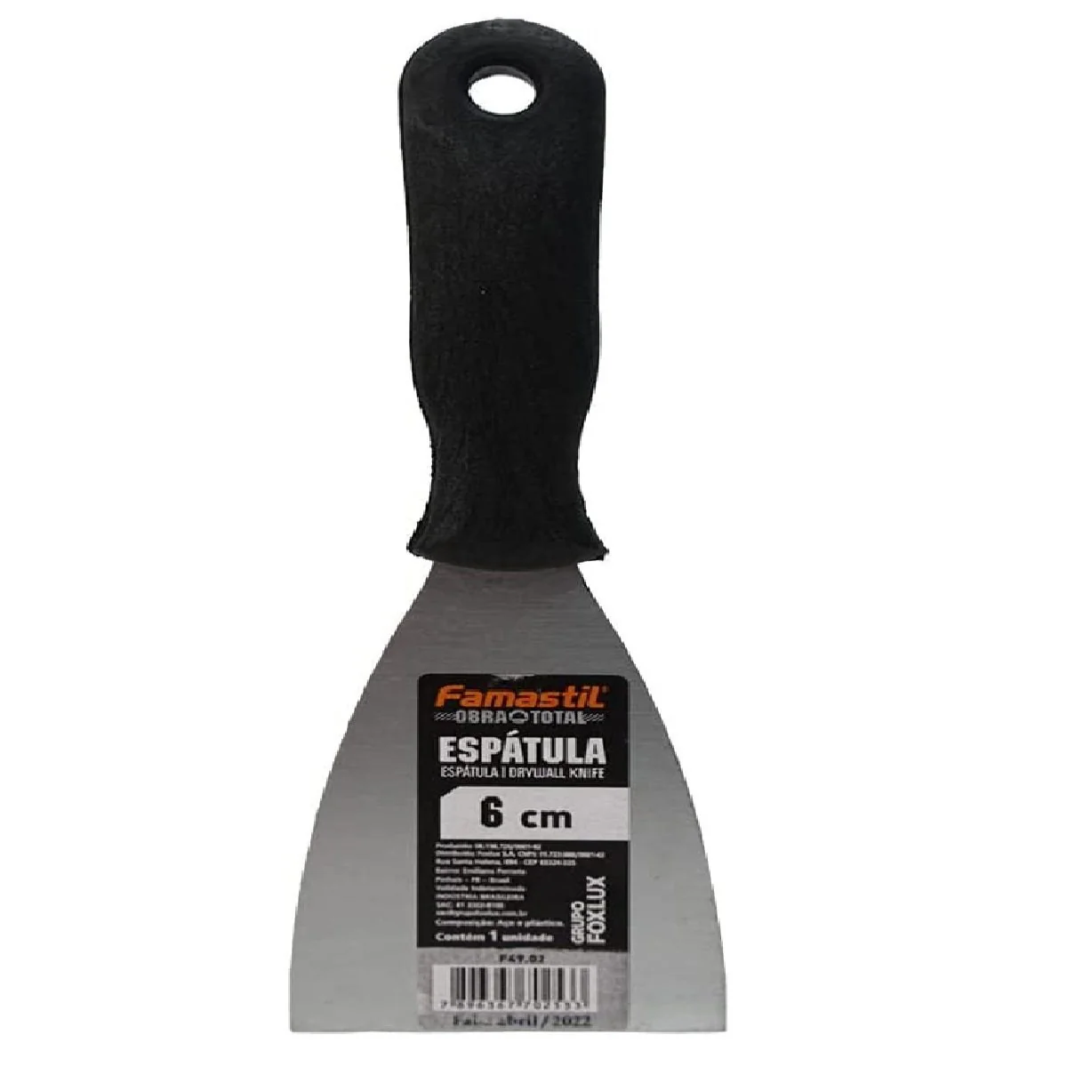 Espátula De Aço Lisa Famastil Cabo Em Pcv 6cm