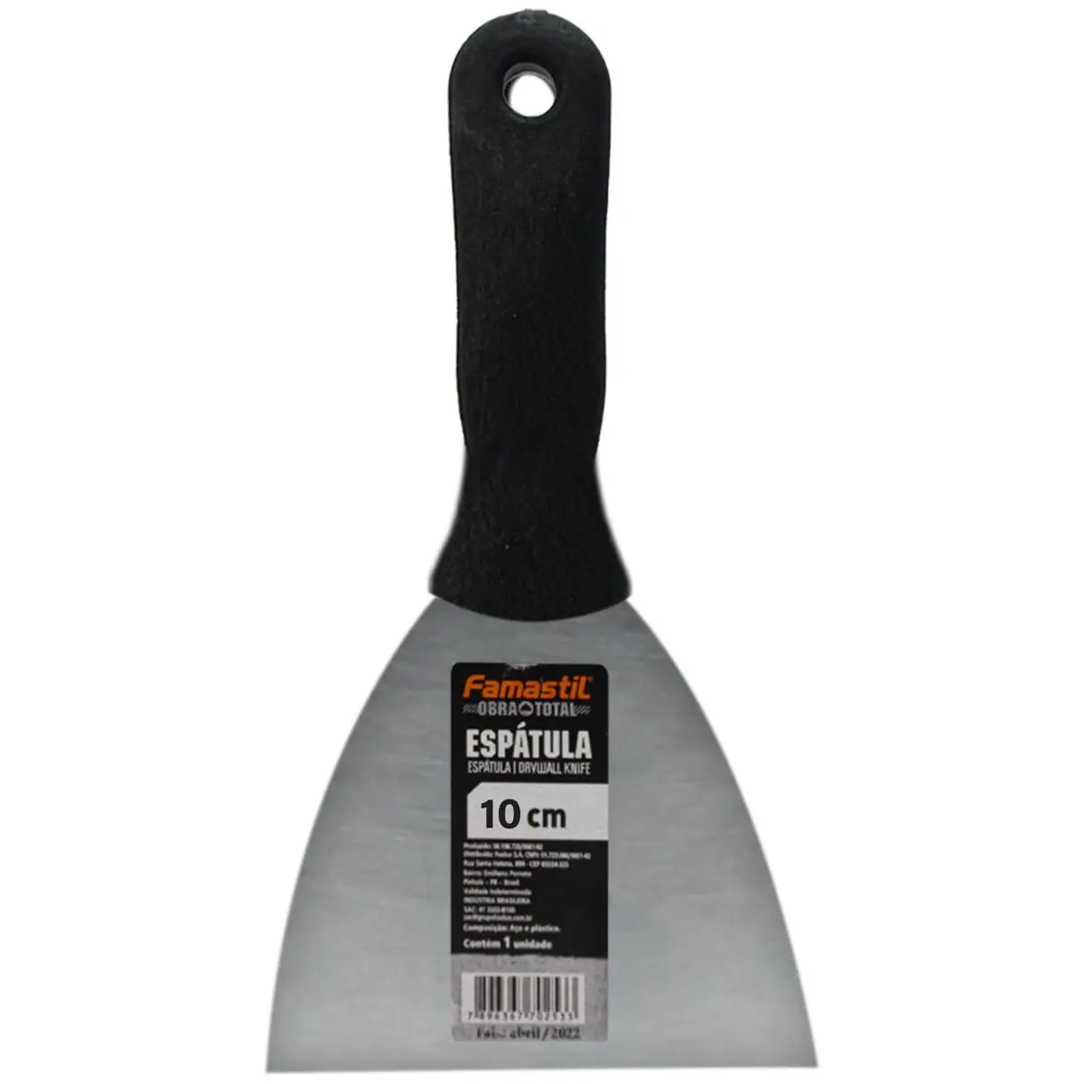 Espátula De Aço Encruado Famastil 1020 Cabo Em Pvc 10cm