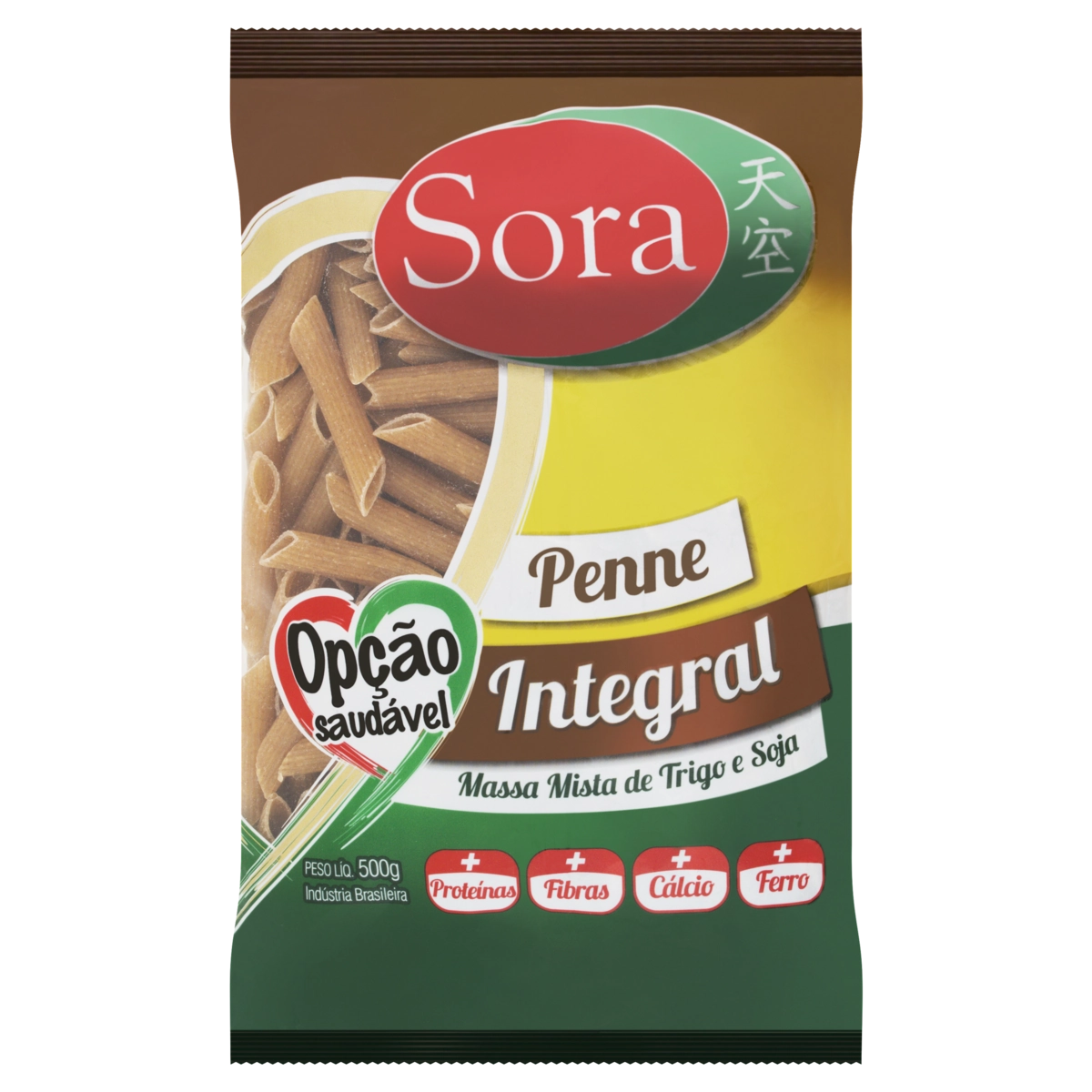 Macarrão De Trigo E Soja Integral Penne Sora Pacote 500g