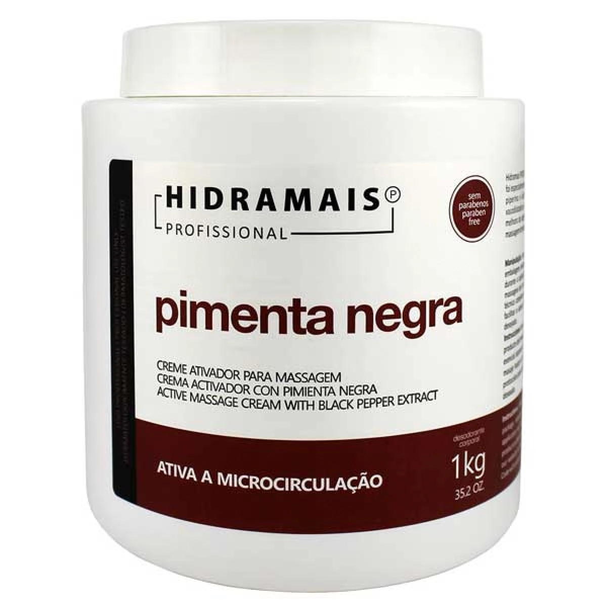 Creme De Massagem Corporal Pimenta Negra 1000g Hidramais