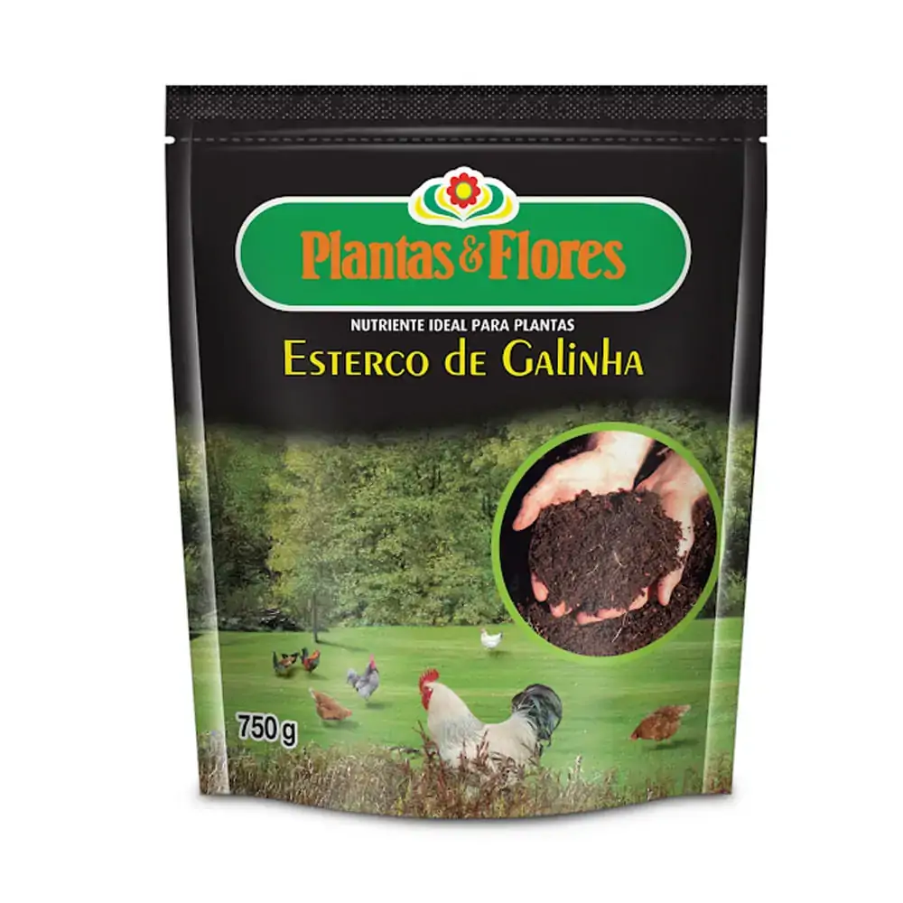 Fertilizante Farelo Esterco De Galinha Plantas Flores Pouch 750g