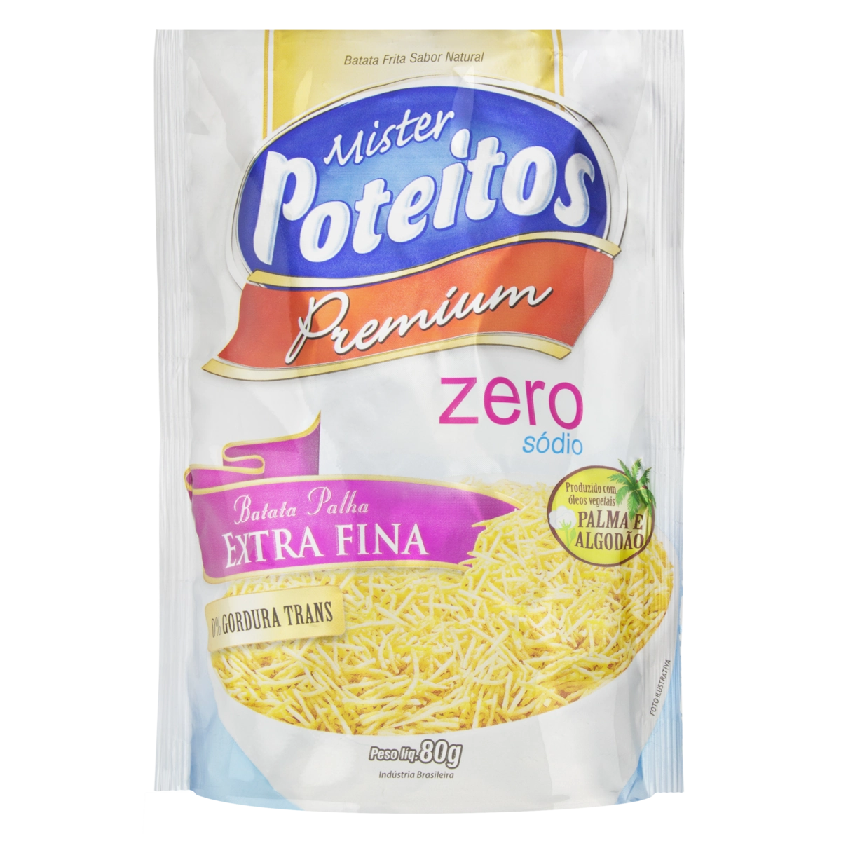 Batata Palha Extrafina Natural Mister Poteitos Premium Pacote 80g