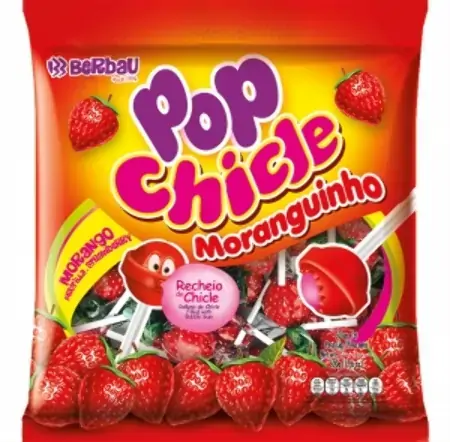 Pirulito Berbau Chicle Morango