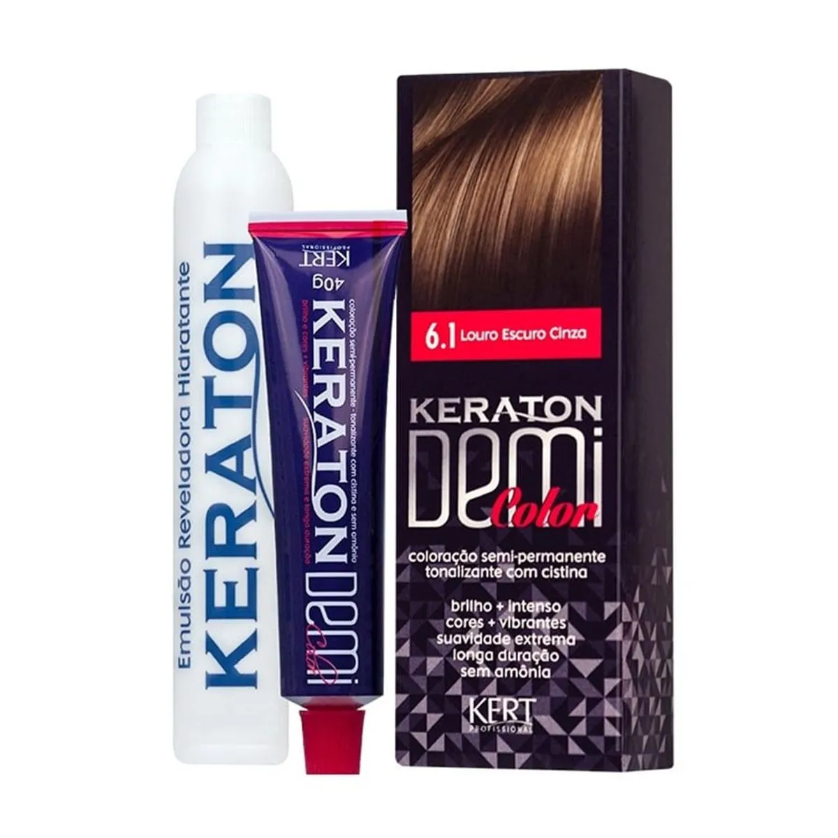 Coloração Keraton Demi Color Louro Escuro Cinza 6.1