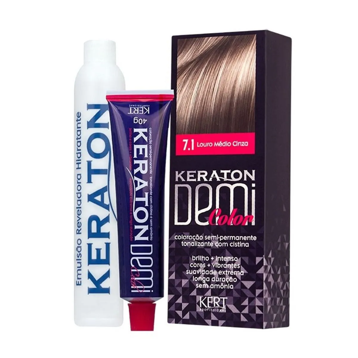 Coloração Keraton Demi Color Louro Medio Cinza 7.1
