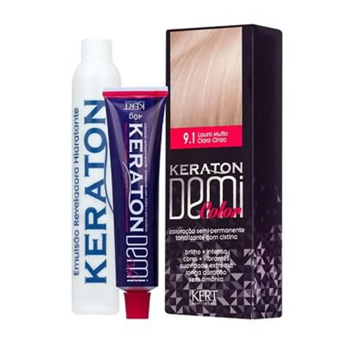 Coloração Keraton Demi Color Louro Muito Claro Cinza 9.1