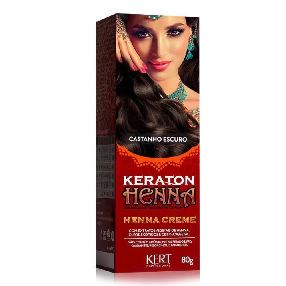 Henna Kert Keraton Henna Castanho Escuro 80g