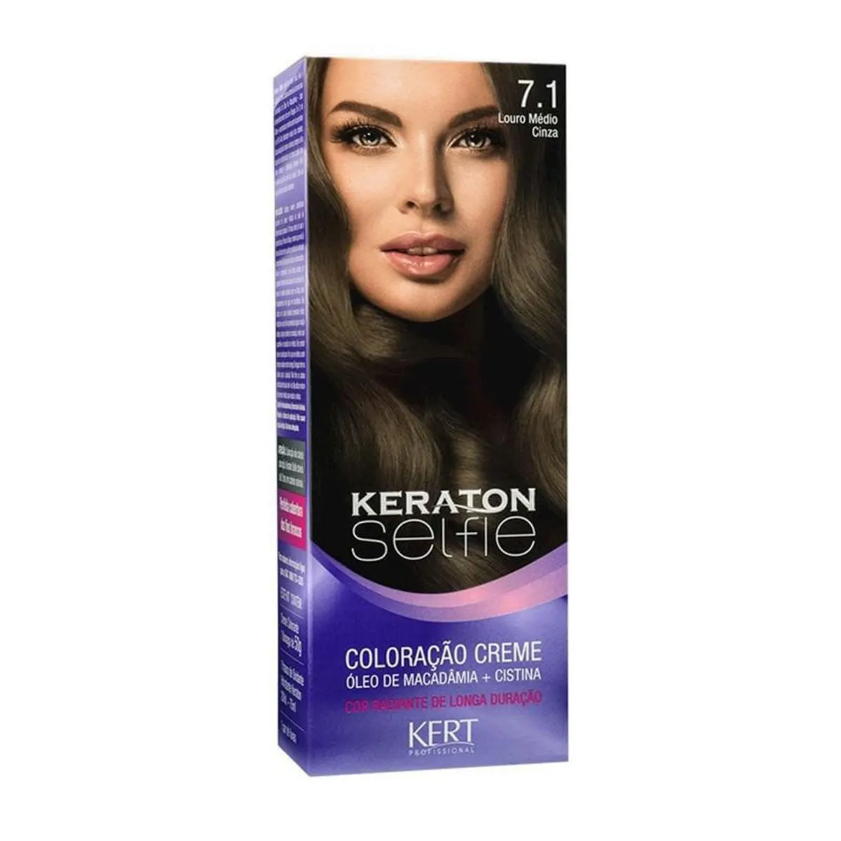 Coloracao Individual Permanente Kert Keraton Selfie 7.1 L. Medio Cinza 50g