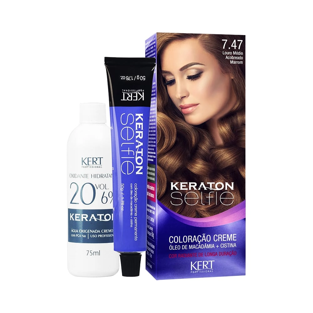 Coloracao Individual Permanente Kert Keraton Selfie 7.47 L.m. Acob.marrom 50g