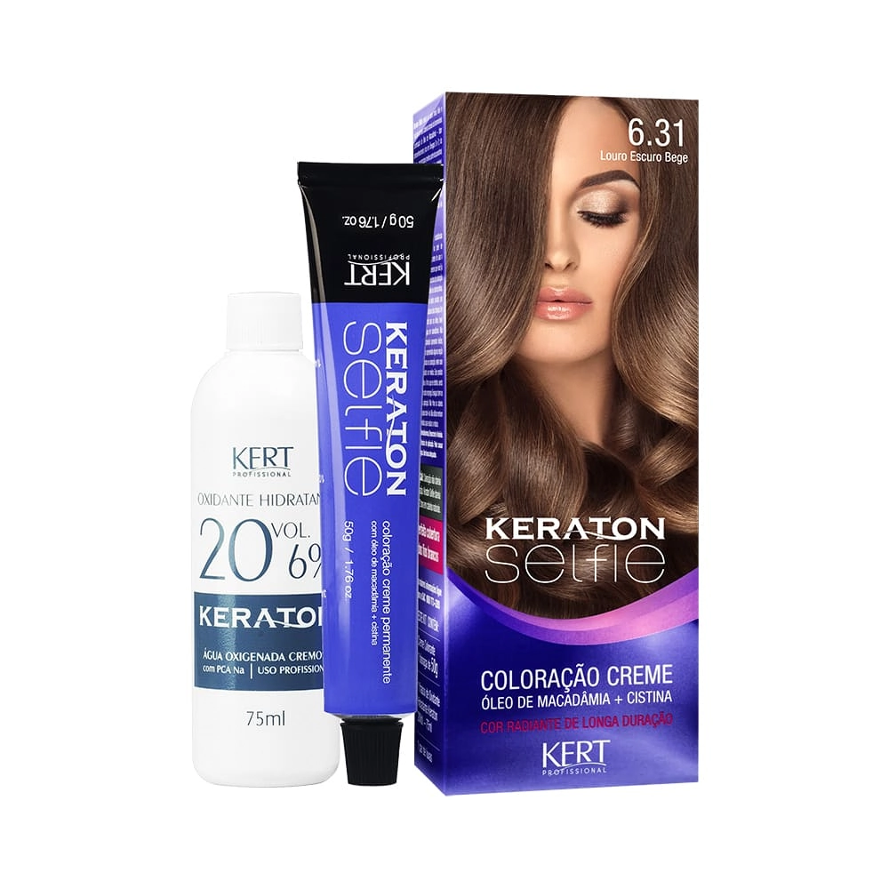 Coloracao Individual Permanente Kert Keraton Selfie 6.31 L.escuro Bege 50g