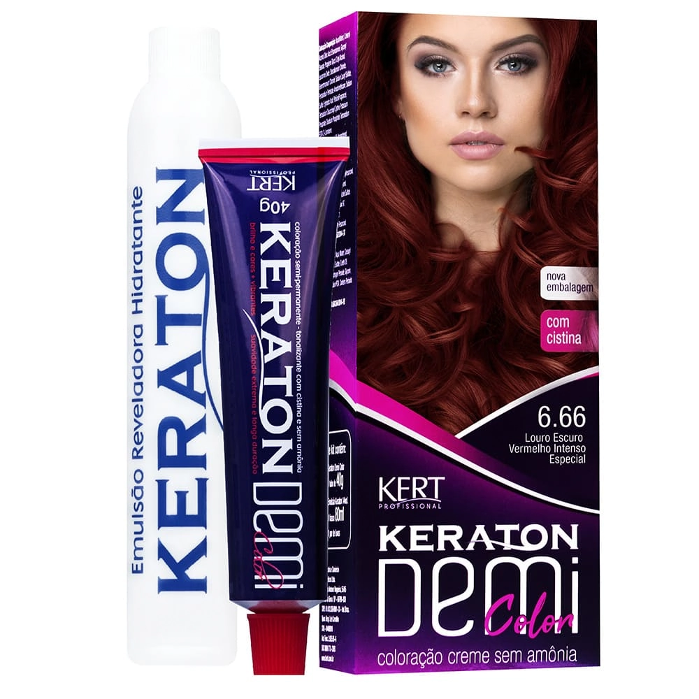 Keraton Demi Color 6.66 Louro Escuro Verm Intenso Especial 40g