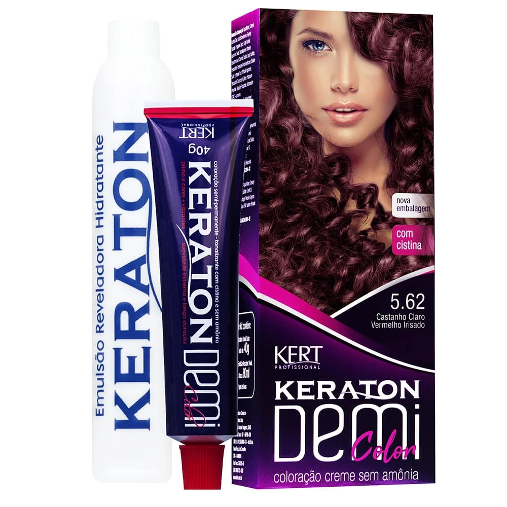 Coloração Keraton Demi Color Castanho Claro Vermelho Irisado 5.62