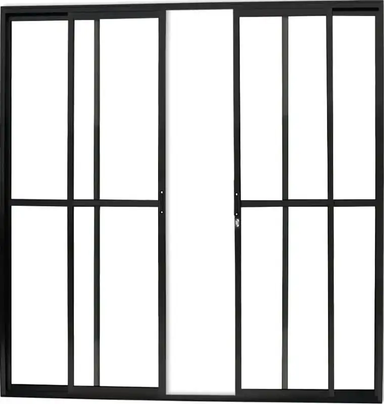 Porta De Aluminio Sacada 4 Folhas Com Fechadura Linha Premium Preto