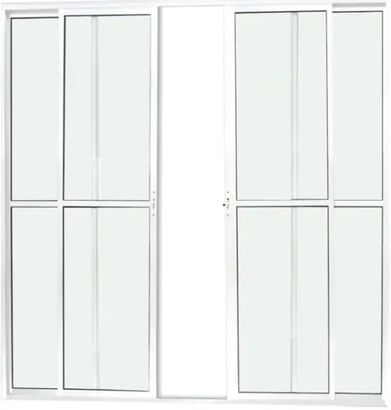 Porta Sacada 4 Folhas Com Trinco 2,10 X 2,00 Cor Branco Linha Econ