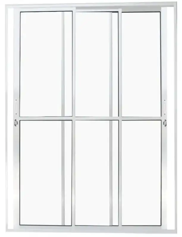 Porta De Aluminio Sacada 3 Folhas Móveis Com Fechadura Linha Premium Branco
