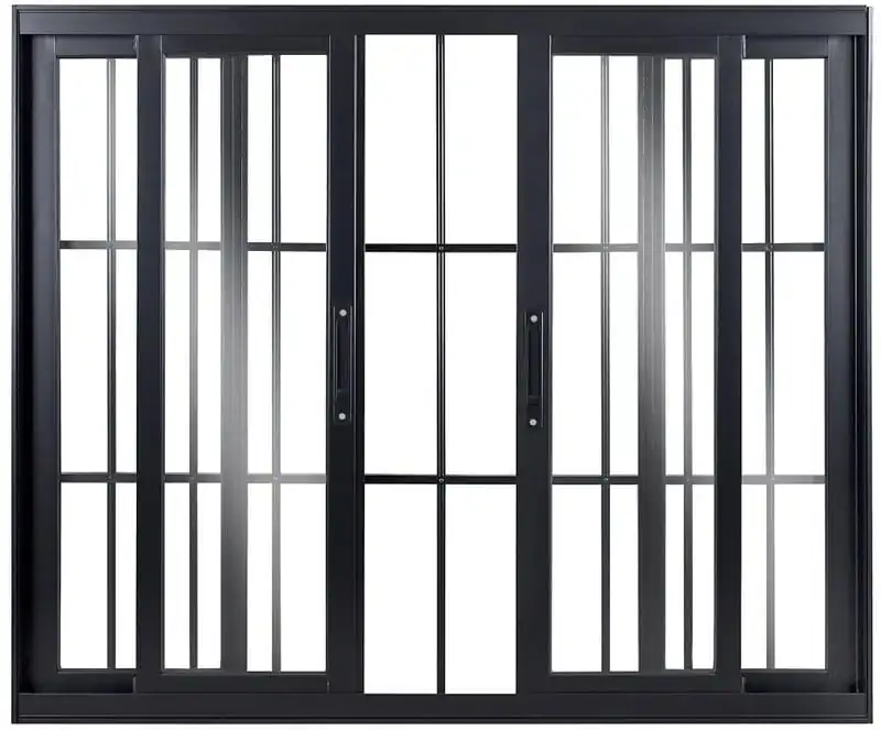 Vitro De Aluminio 4 Folhas Com Grade Linha Premium Preto