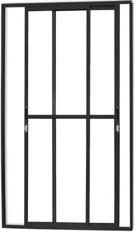 Porta De Aluminio Sacada 2 Folhas Móveis Com Fechadura Linha Premium Preto