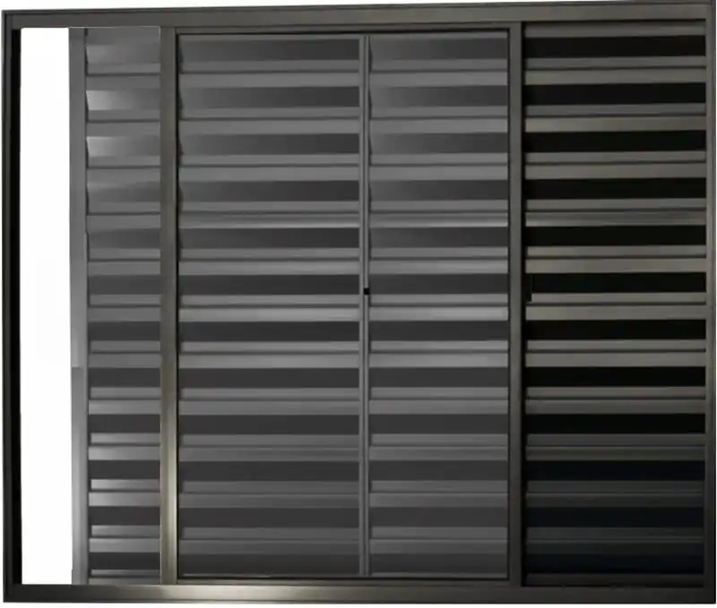 Janela Veneziana De Alumínio 3 Folhas 1,00 X 1,00 Sem Grade Cor Preto Linha Econ