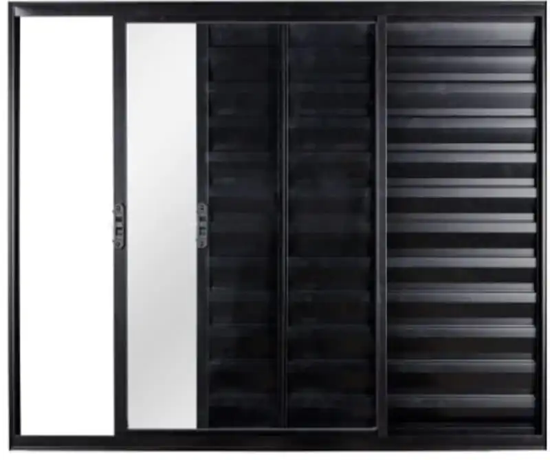 Veneziana De Aluminio 3 Folhas Sem Grade Linha Modular Preto