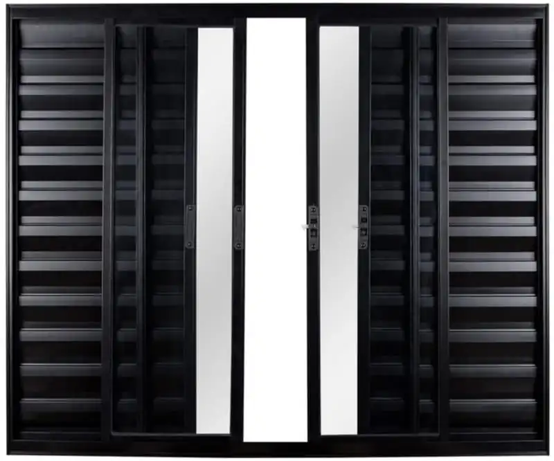 Veneziana De Aluminio 6 Folhas Sem Grade Linha Modular Preto
