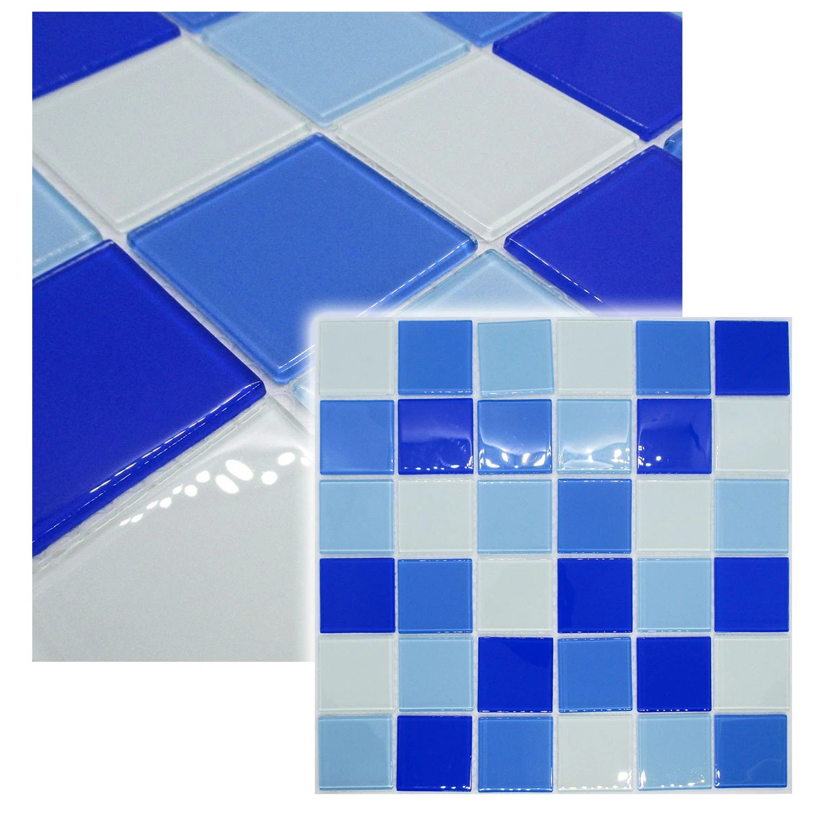 Pastilhas de Vidro Azul Mix Brilhante 30x30cm