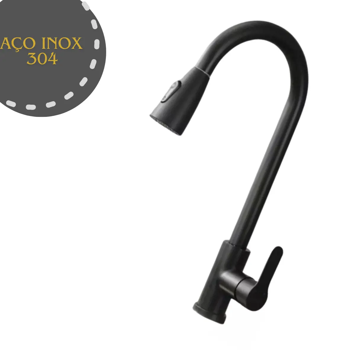 Torneira Gourmet Extensível Monocomando Para Cozinha Preta