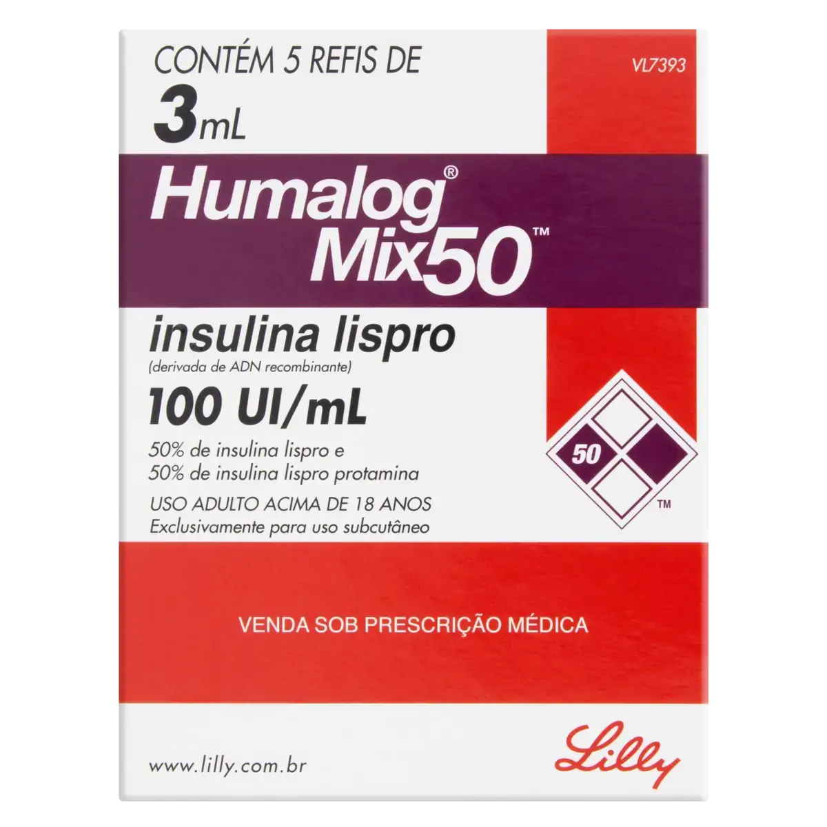 Humalog Mix 50 100ui/ml Lilly Caixa 5 Unidades 3ml Cada