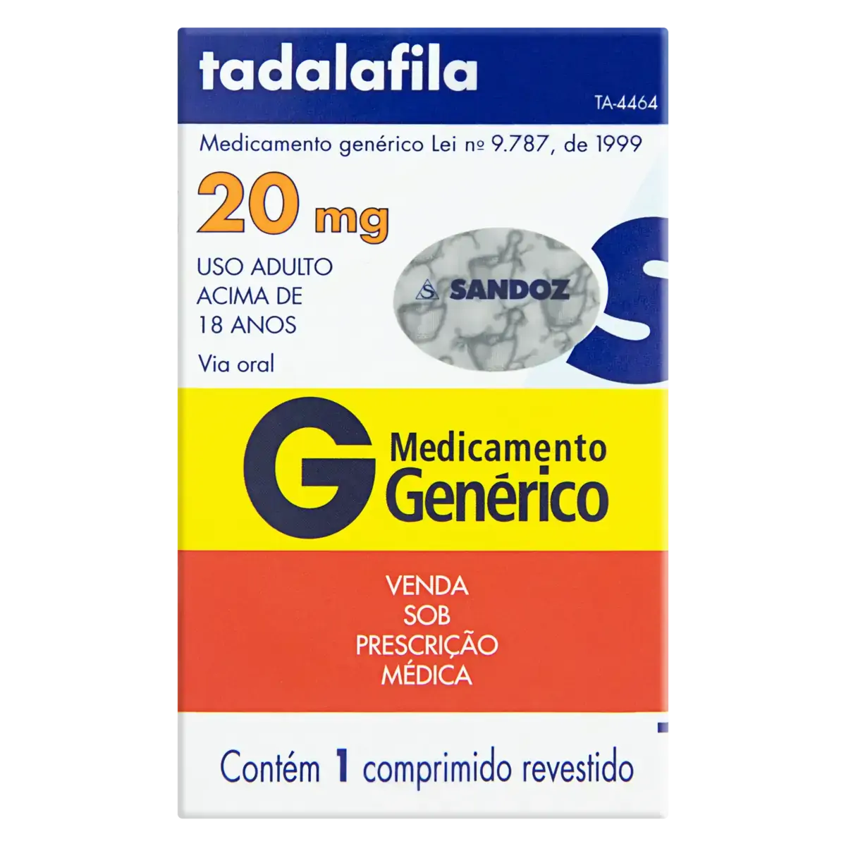 Tadalafila 20mg Sandoz Caixa 1 Comprimido Revestido